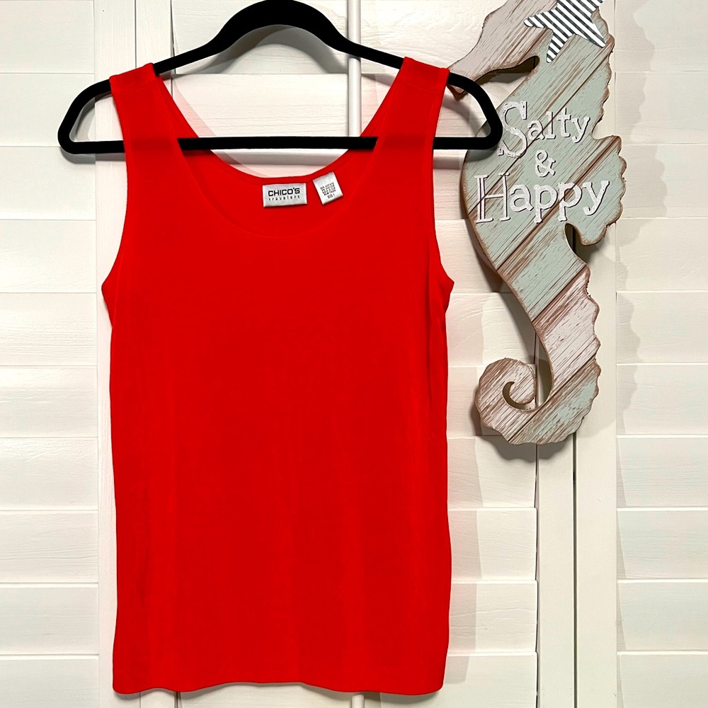 Chico’s Travelers Scoop Neck Tank, Sz 1, Orange